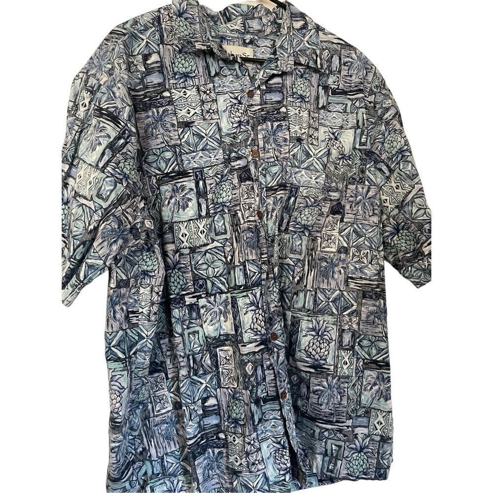 Bishop St Apparel Men's Native Hawaiian Design Collared Buttoned Shirt Size 3XL